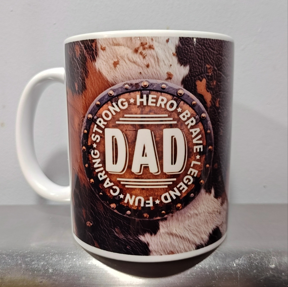 Cowhide Print Dad Mug